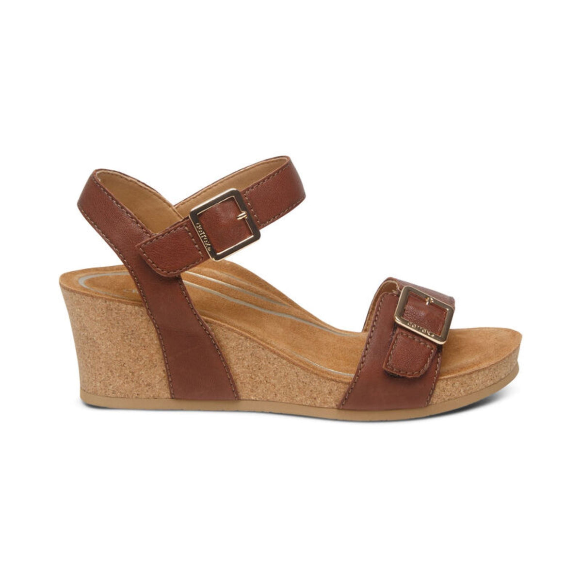 Aetrex Lexa Quarter Strap Wedge - Walnut