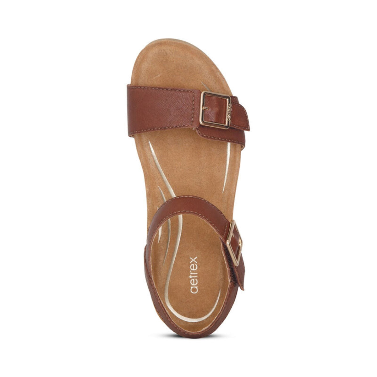Aetrex Lexa Quarter Strap Wedge - Walnut