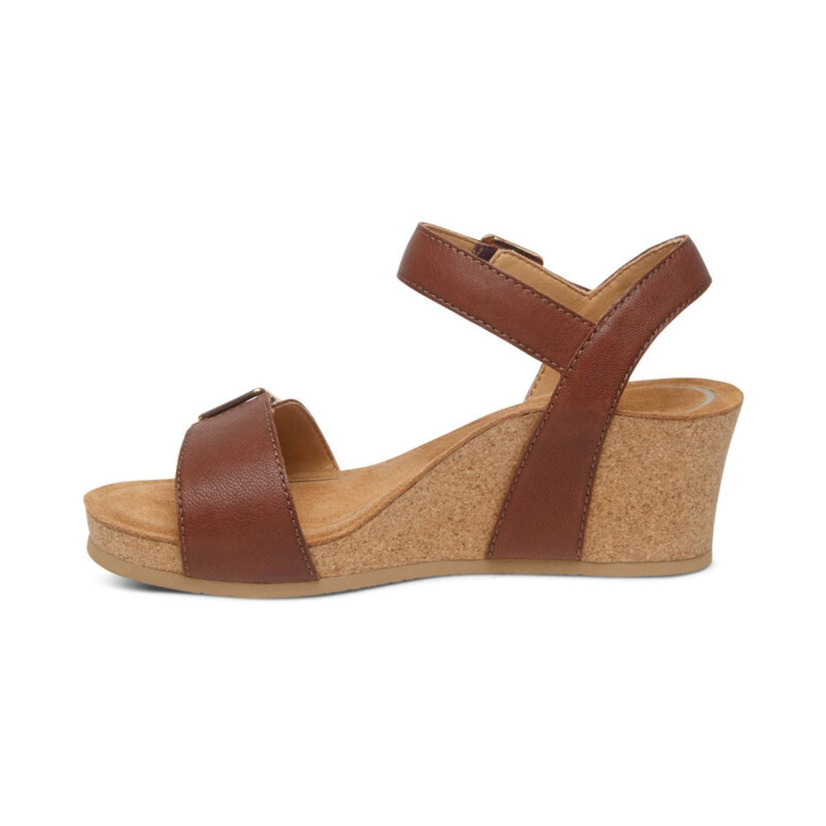 Aetrex Lexa Quarter Strap Wedge - Walnut