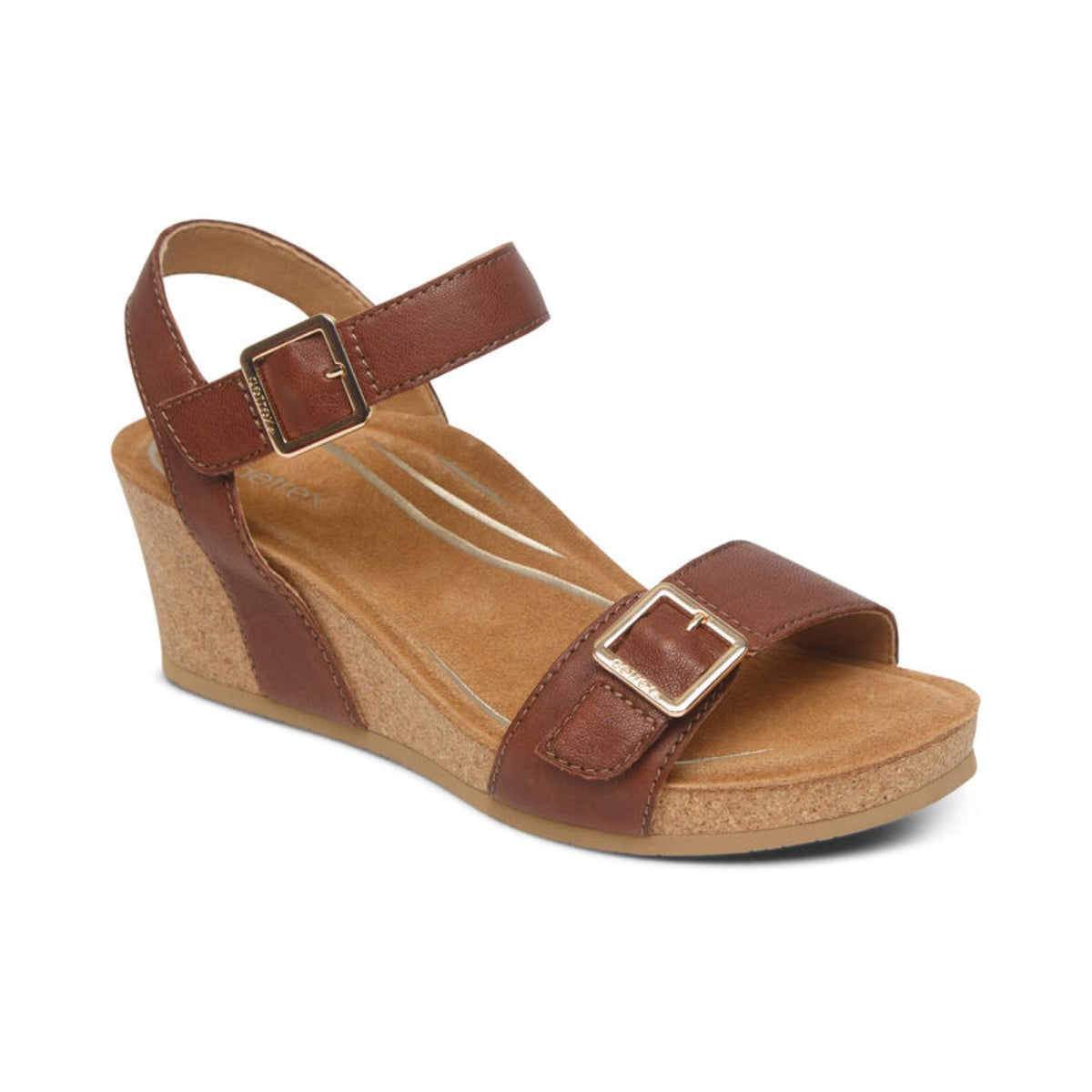 Aetrex Lexa Quarter Strap Wedge - Walnut