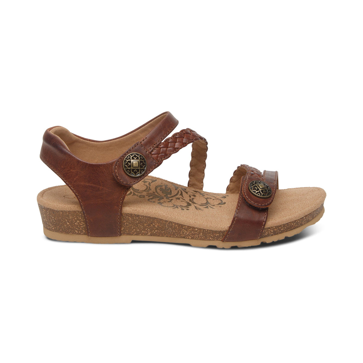 Aetrex Jillian Braided Quarter Strap Sandal - Walnut