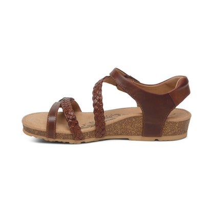 Aetrex Jillian Braided Quarter Strap Sandal - Walnut