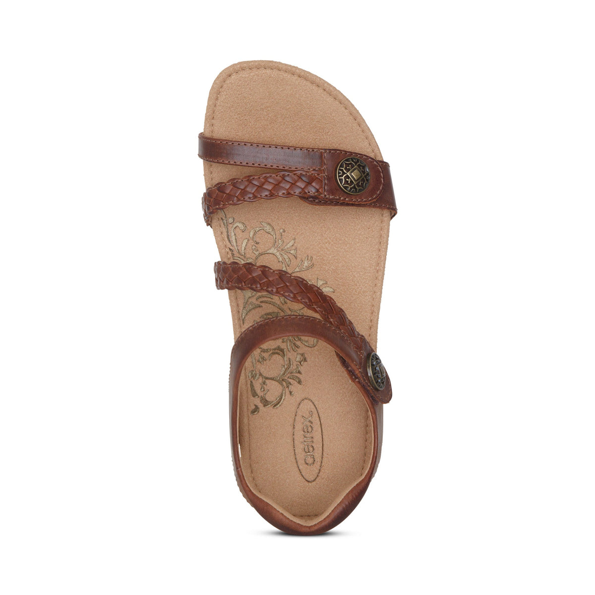 Aetrex Jillian Braided Quarter Strap Sandal - Walnut