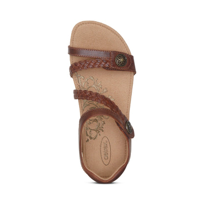Aetrex Jillian Braided Quarter Strap Sandal - Walnut