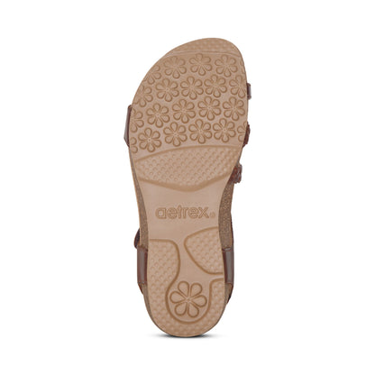 Aetrex Jillian Braided Quarter Strap Sandal - Walnut