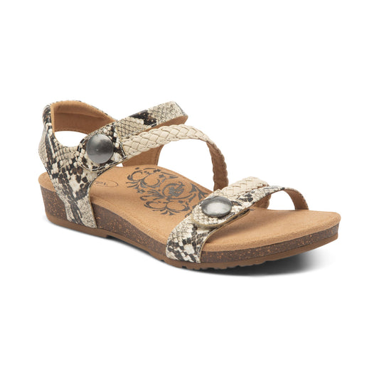 Aetrex Jillian Braided Quarter Strap Sandal - Snake