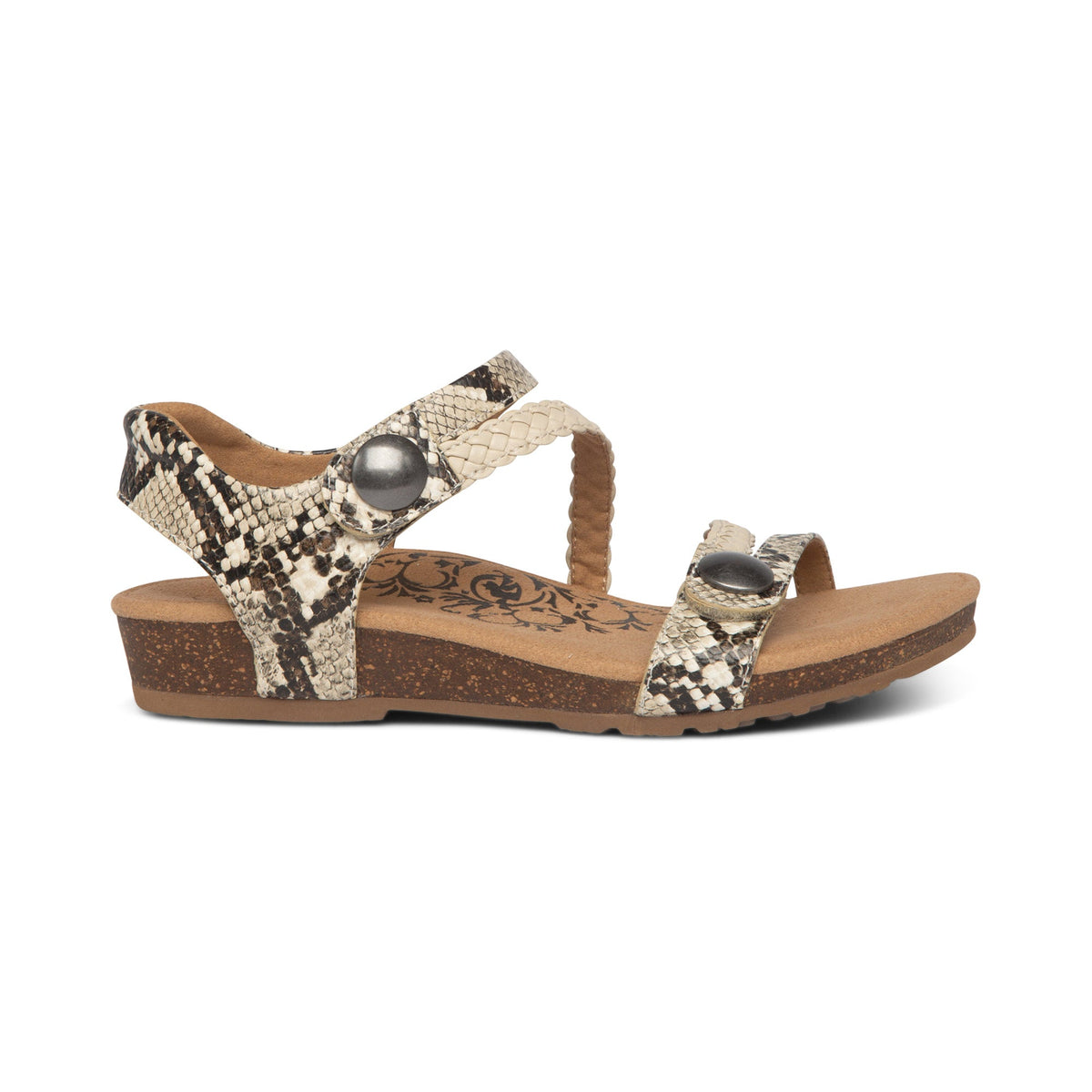 Aetrex Jillian Braided Quarter Strap Sandal - Snake