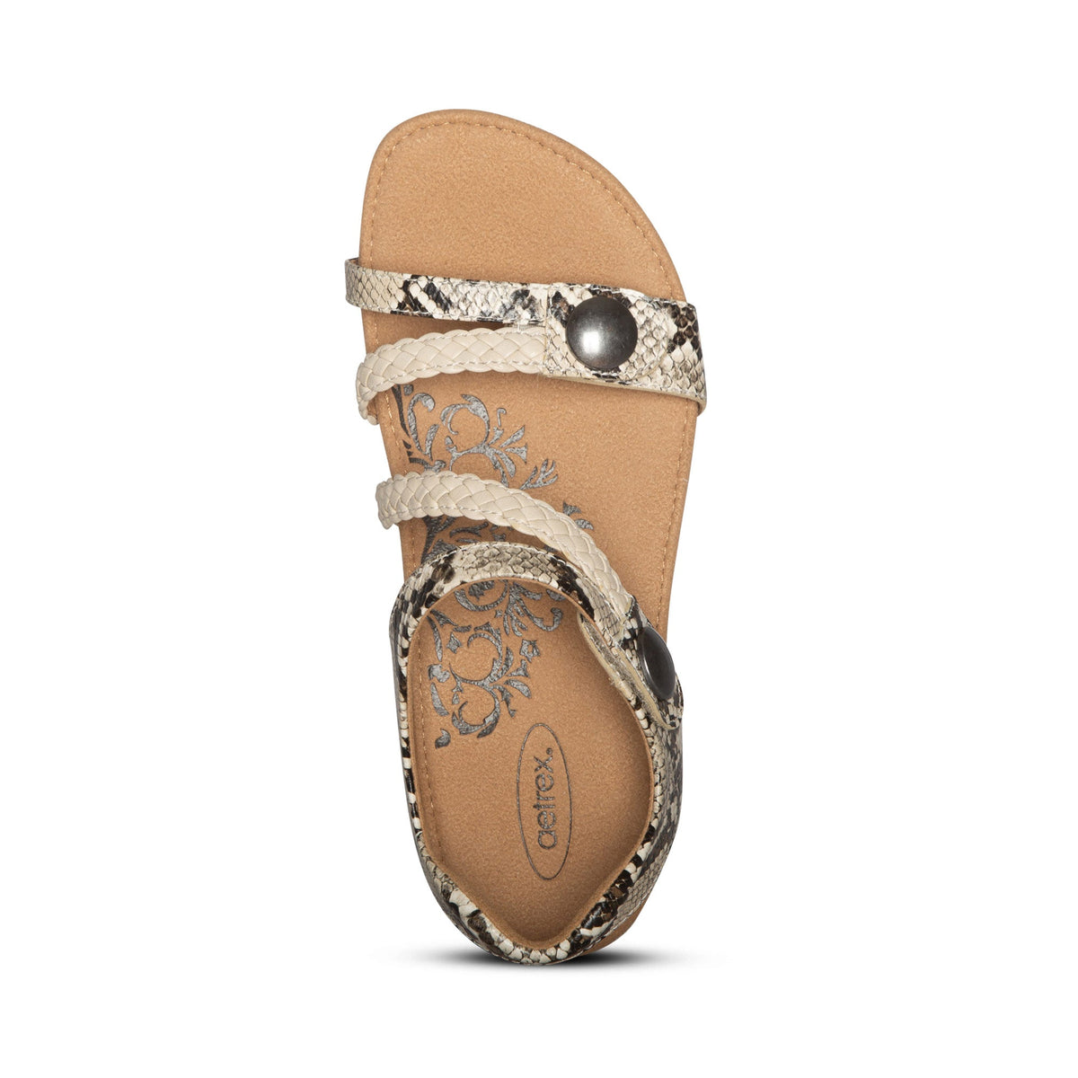Aetrex Jillian Braided Quarter Strap Sandal - Snake