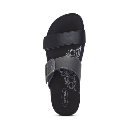 Aetrex Daisy Adjustable Slide - Black