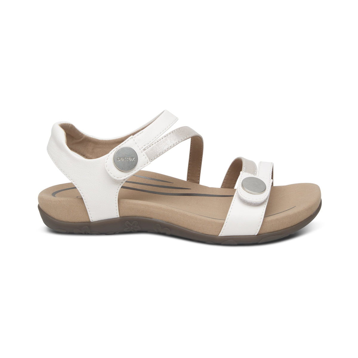 Aetrex Jess Adjustable Quarter Strap Sandal - White
