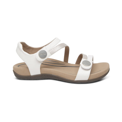 Aetrex Jess Adjustable Quarter Strap Sandal - White