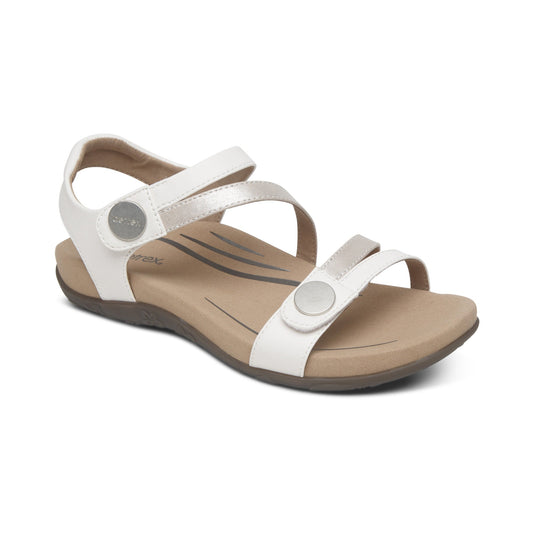 Aetrex Jess Adjustable Quarter Strap Sandal - White
