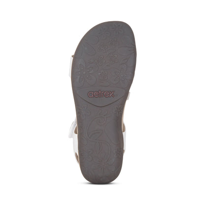 Aetrex Jess Adjustable Quarter Strap Sandal - White