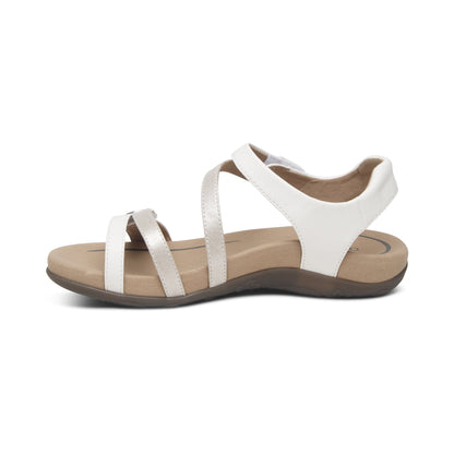 Aetrex Jess Adjustable Quarter Strap Sandal - White