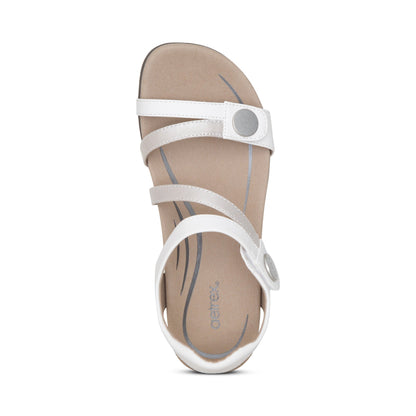 Aetrex Jess Adjustable Quarter Strap Sandal - White