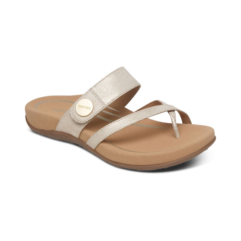 Aetrex Izzy Adjustable Slide Sandal - Light Gold