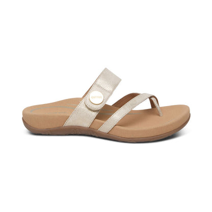 Aetrex Izzy Adjustable Slide Sandal - Light Gold