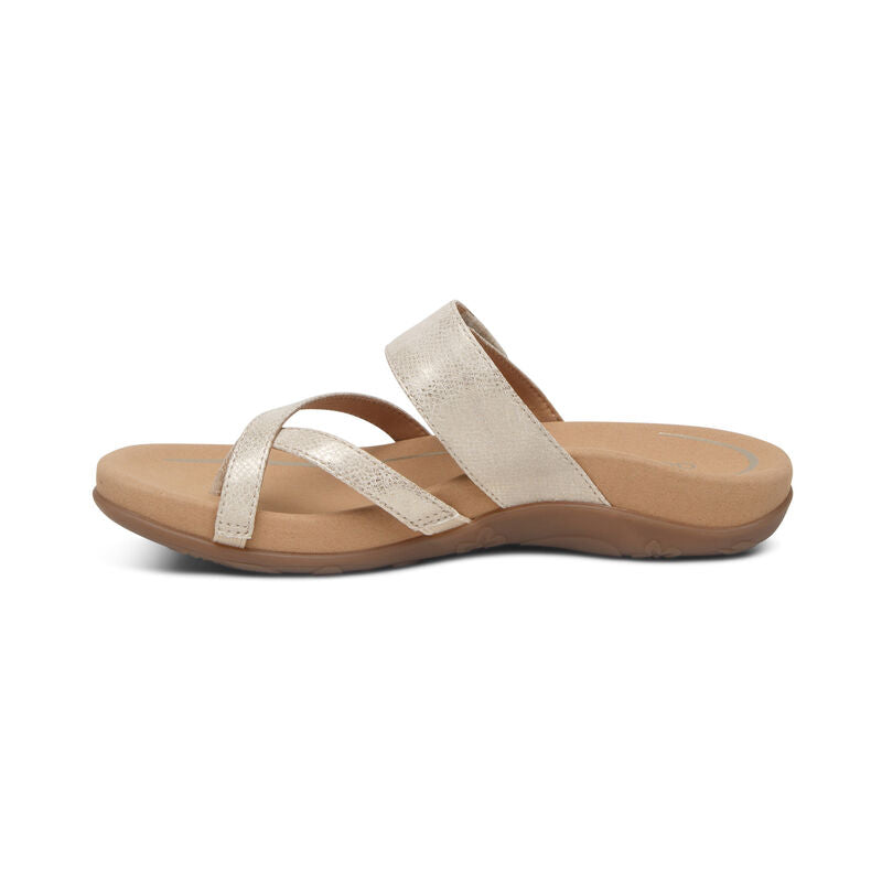 Aetrex Izzy Adjustable Slide Sandal - Light Gold
