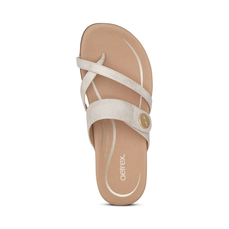 Aetrex Izzy Adjustable Slide Sandal - Light Gold