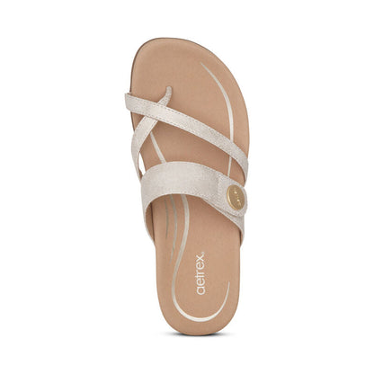 Aetrex Izzy Adjustable Slide Sandal - Light Gold