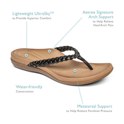 Aetrex Rachel Thong Sandal - Black