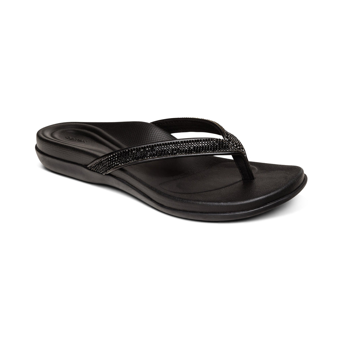 Aetrex Eve Sparkly Thong Sandal - Black