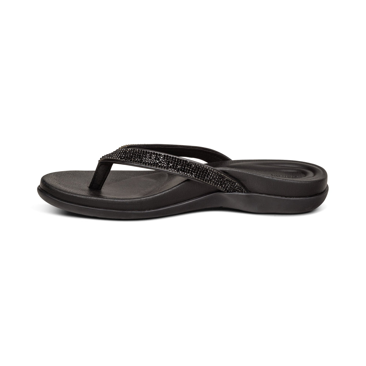 Aetrex Eve Sparkly Thong Sandal - Black