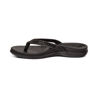 Aetrex Eve Sparkly Thong Sandal - Black