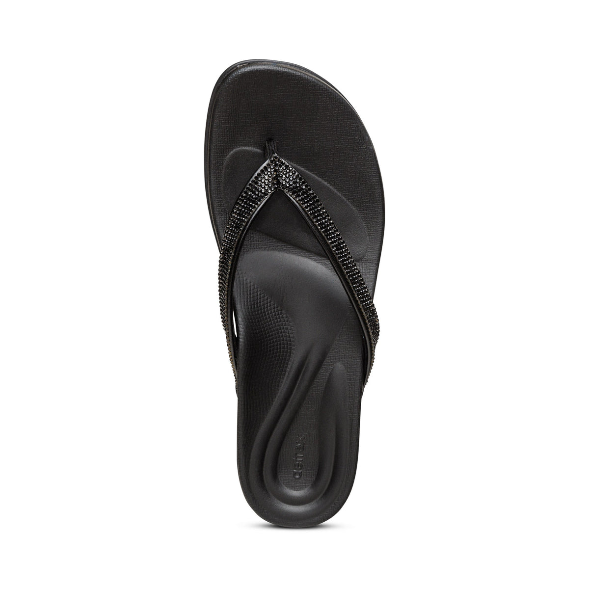 Aetrex Eve Sparkly Thong Sandal - Black
