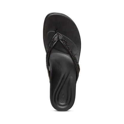 Aetrex Eve Sparkly Thong Sandal - Black