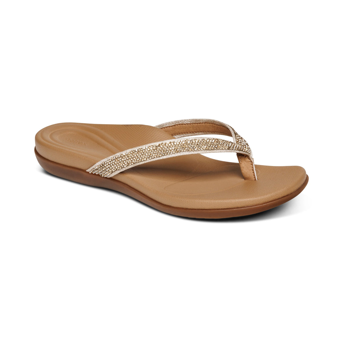 Aetrex Eve Sparkly Thong Sandal - Gold