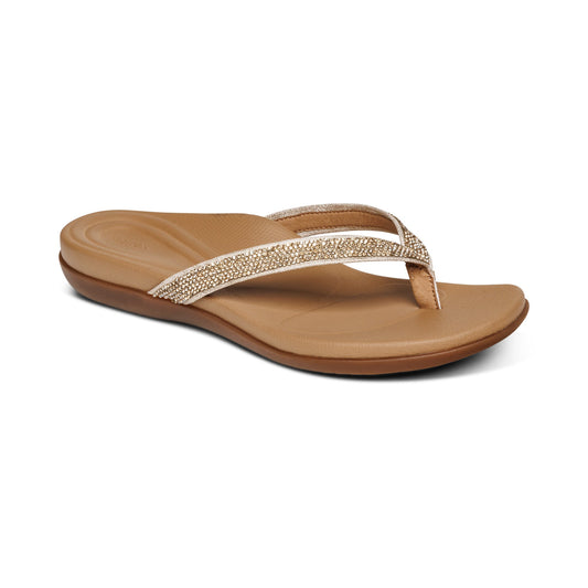 Aetrex Eve Sparkly Thong Sandal - Gold