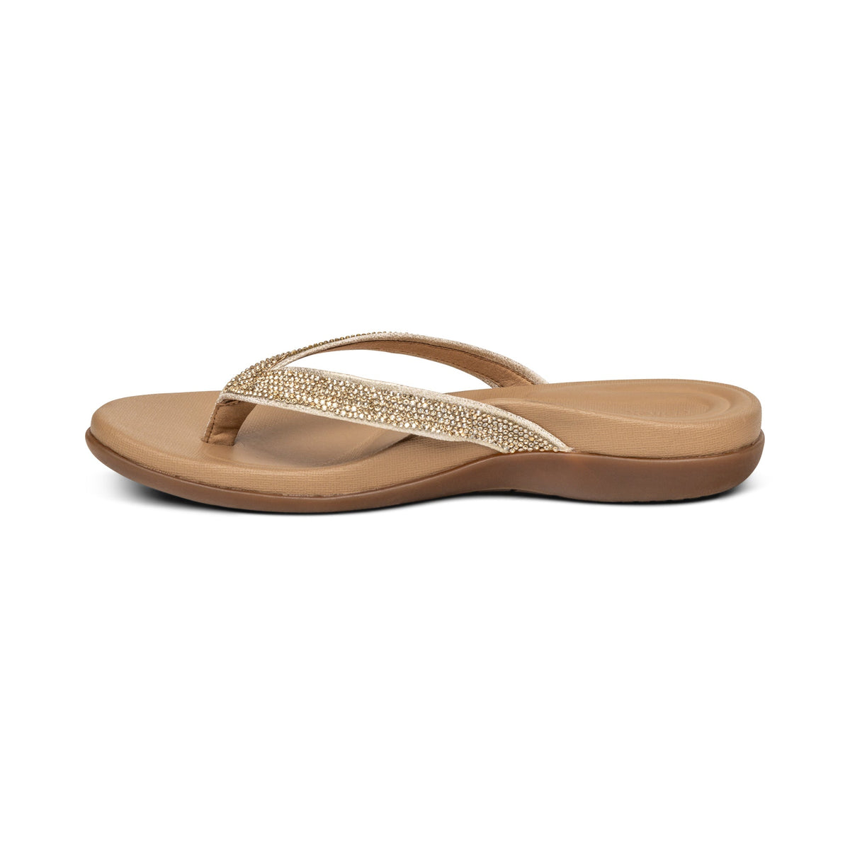 Aetrex Eve Sparkly Thong Sandal - Gold