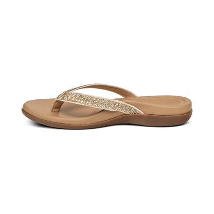 Aetrex Eve Sparkly Thong Sandal - Gold