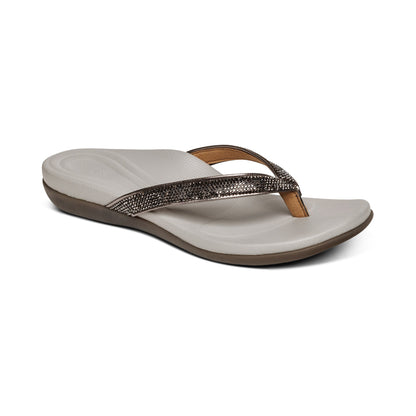 Aetrex Eve Sparkly Thong Sandal - Pewter
