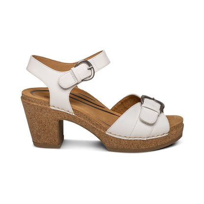 Aetrex Tory Open Toe Heels - White