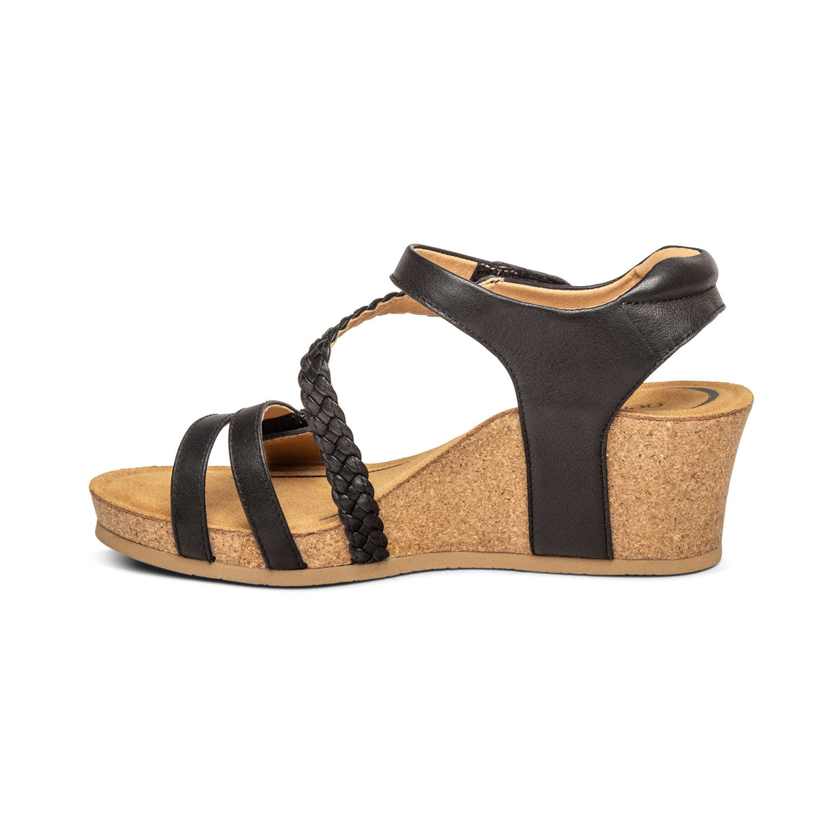 Aetrex Avril Quarter Strap Wedge - Black