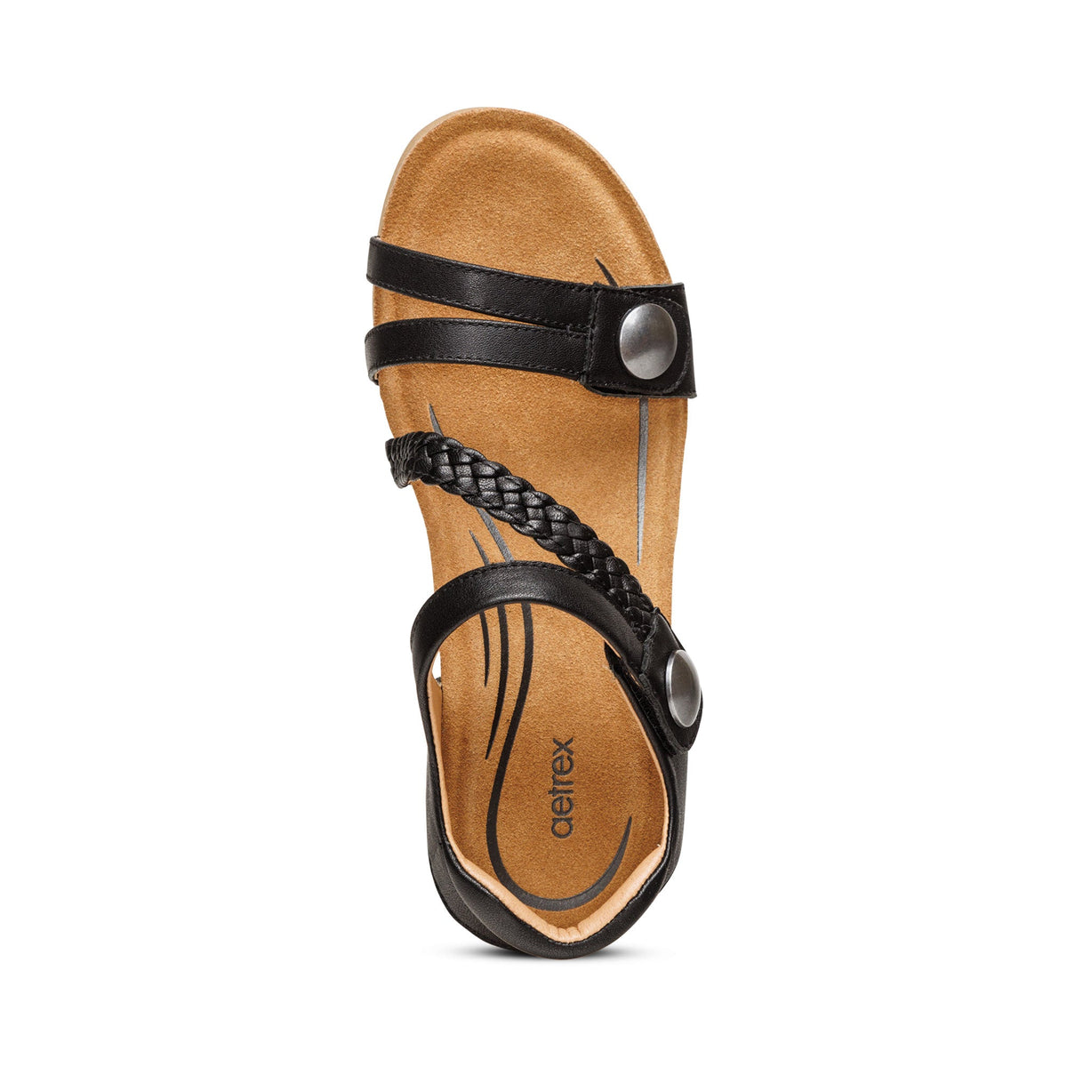 Aetrex Avril Quarter Strap Wedge - Black