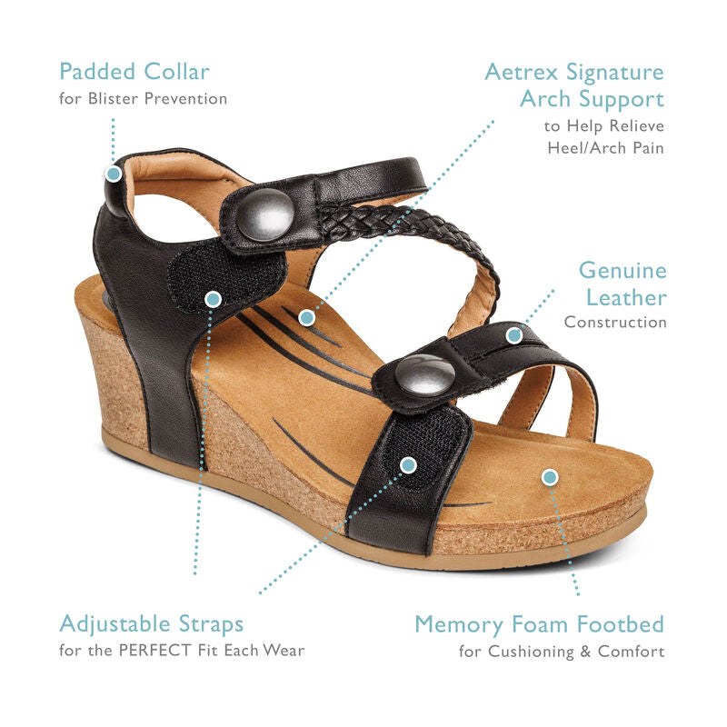 Aetrex Avril Quarter Strap Wedge - White