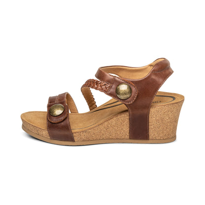 Aetrex Avril Quarter Strap Wedge - Walnut