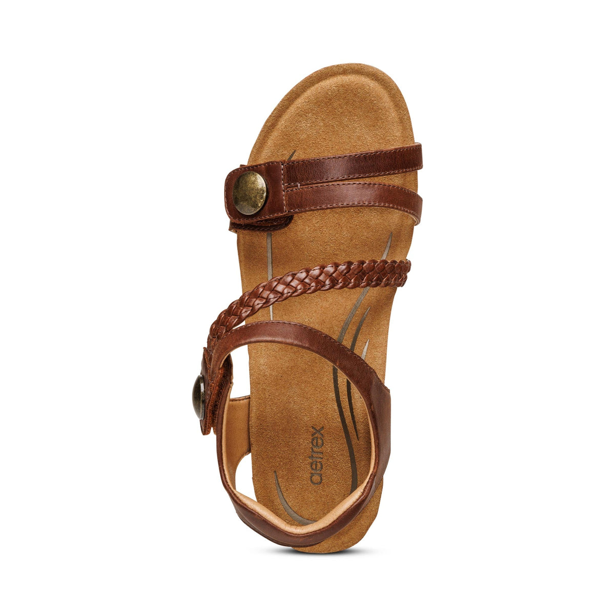 Aetrex Avril Quarter Strap Wedge - Walnut
