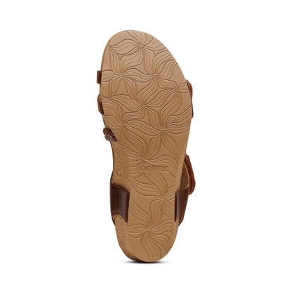 Aetrex Avril Quarter Strap Wedge - Walnut