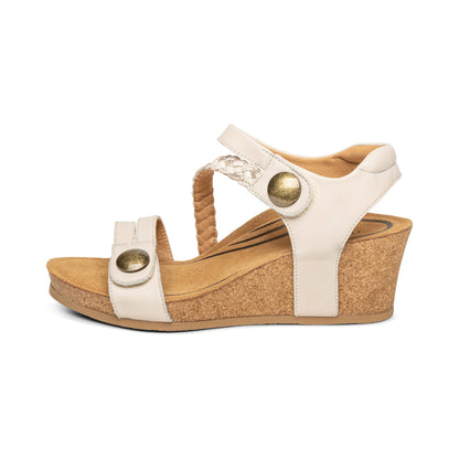 Aetrex Avril Quarter Strap Wedge - White