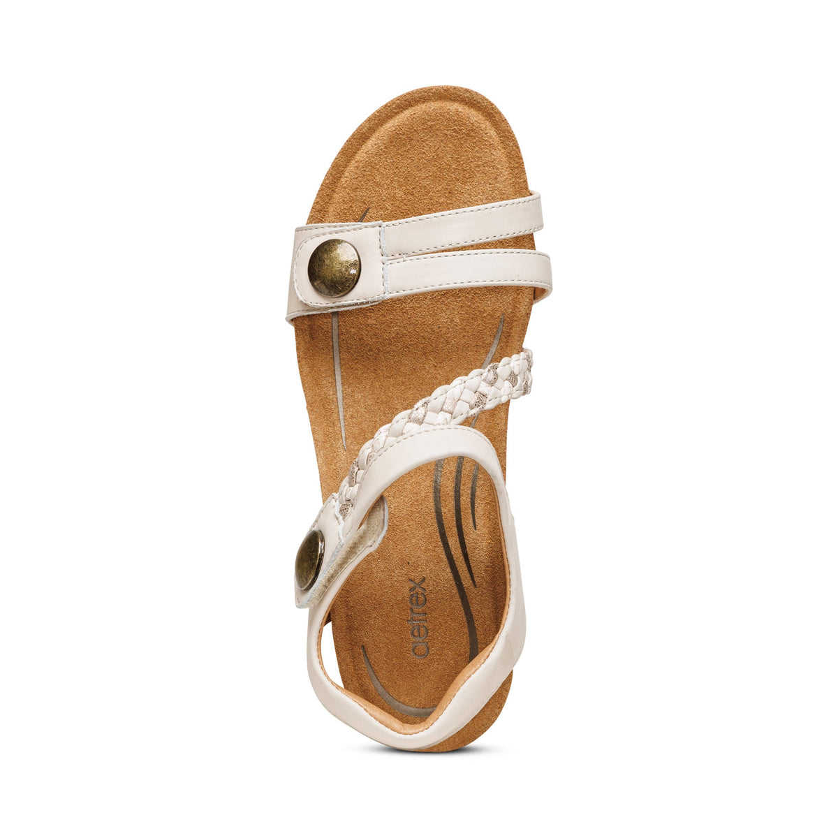 Aetrex Avril Quarter Strap Wedge - White
