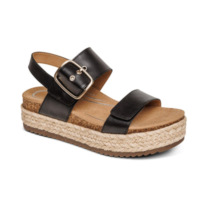 Aetrex Vania Arch Support Platform Sandal - Black