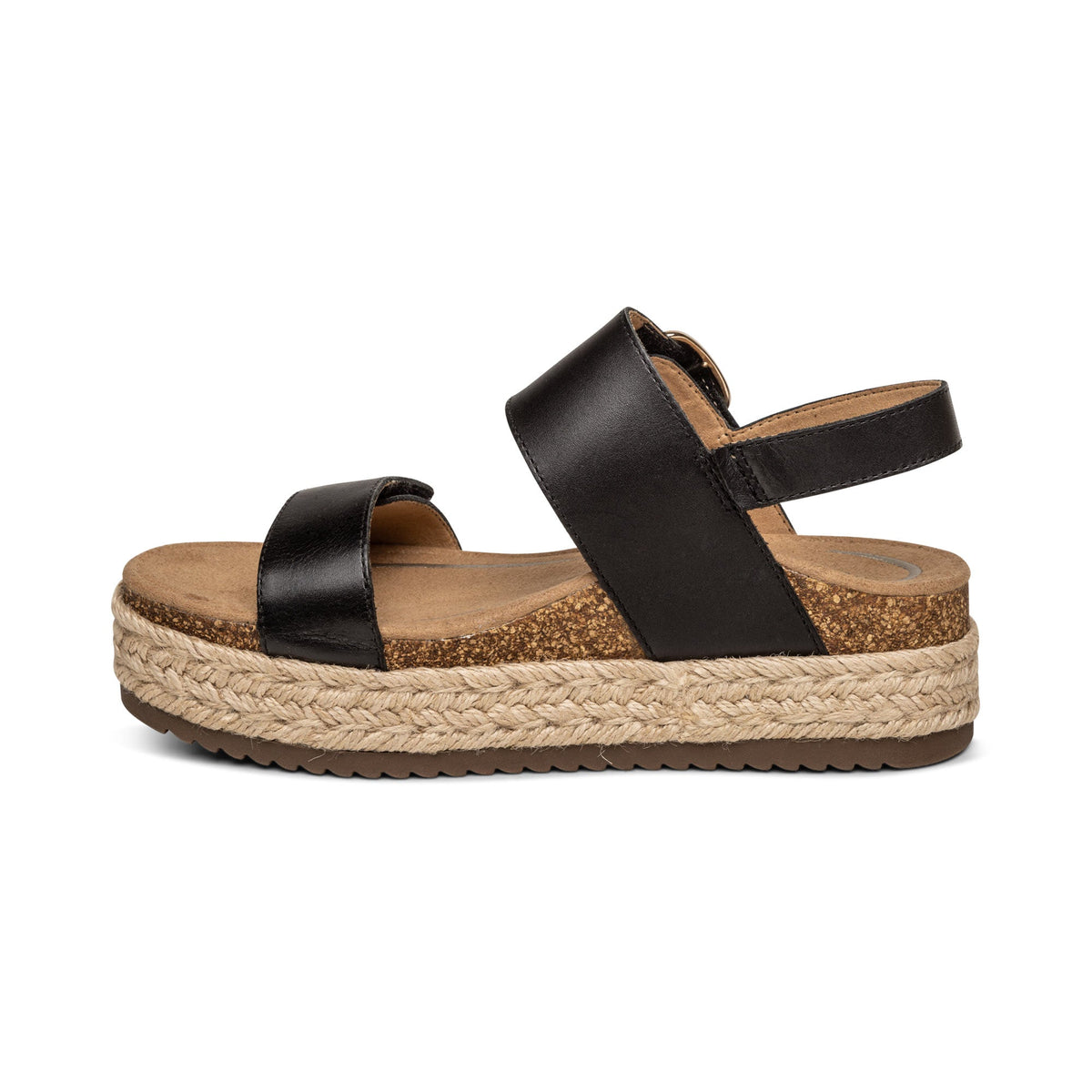 Aetrex Vania Arch Support Platform Sandal - Black