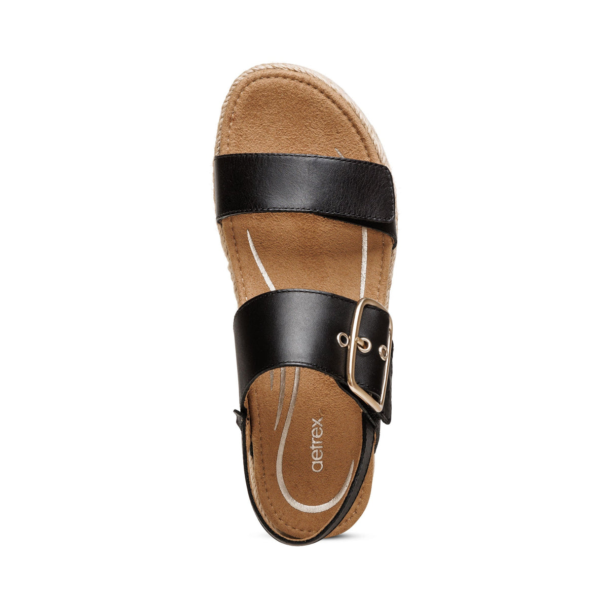 Aetrex Vania Arch Support Platform Sandal - Black