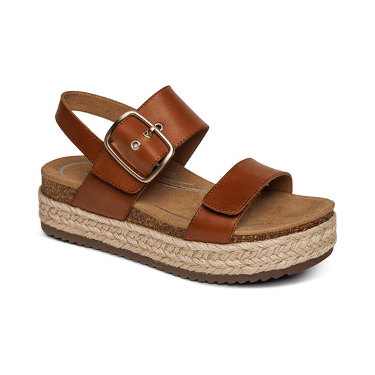 Aetrex Vania Arch Support Platform Sandal - Cognac