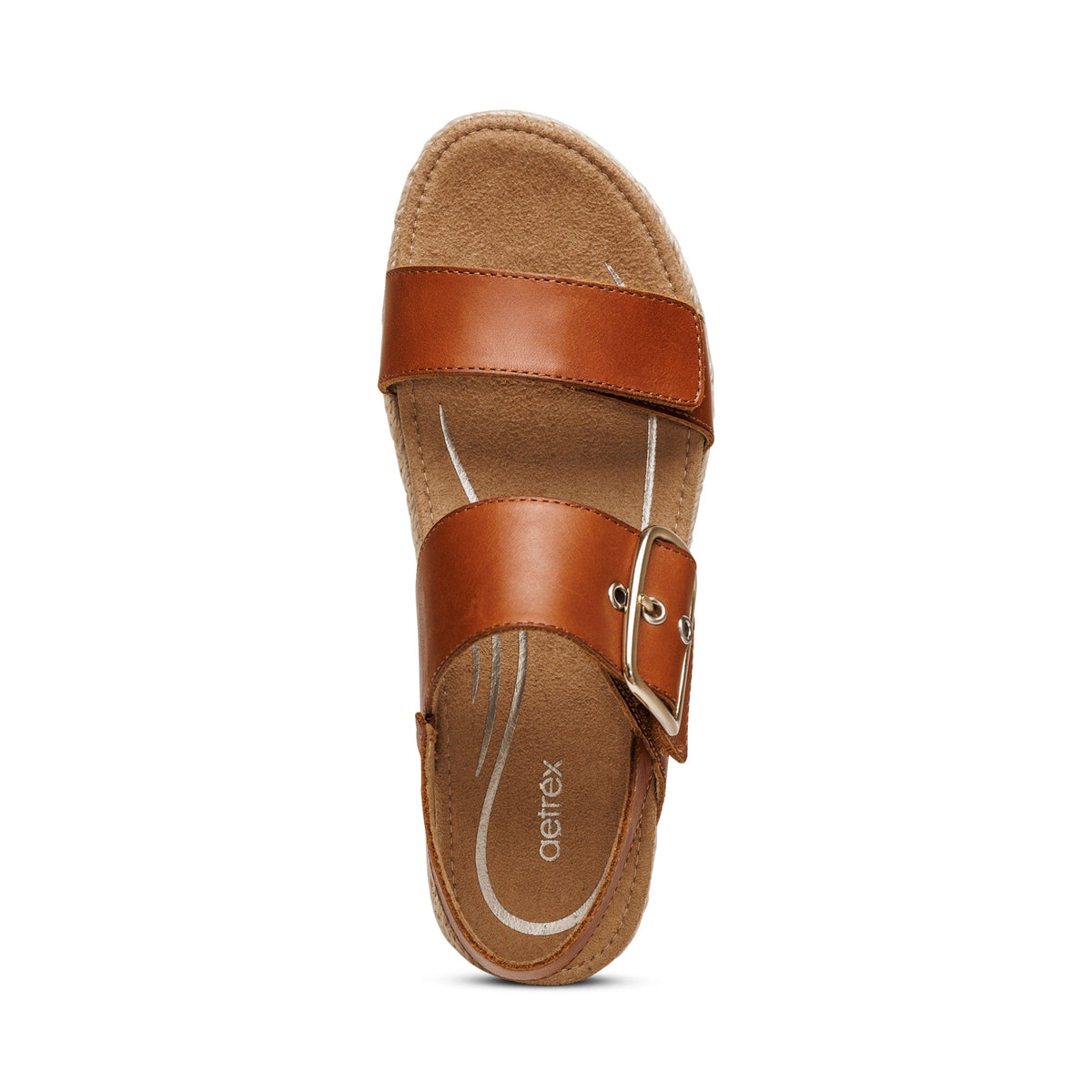 Aetrex Vania Arch Support Platform Sandal - Cognac