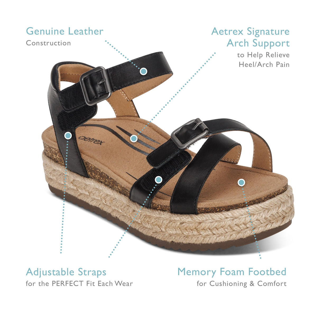 Aetrex Paula Arch Support Platform Sandal - Walnut